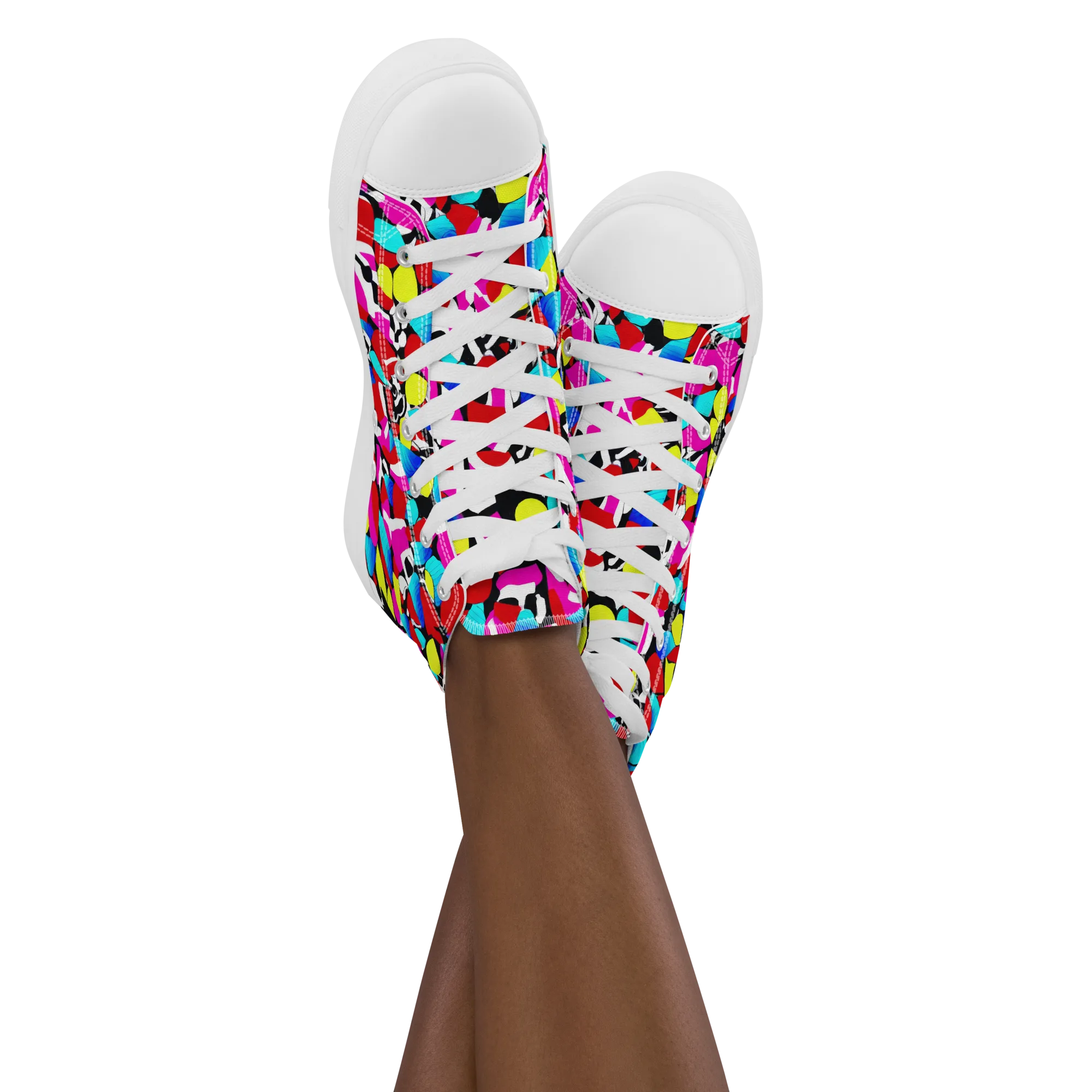 Chromatic Riot on Women's High Top Canvas Shoes — Front