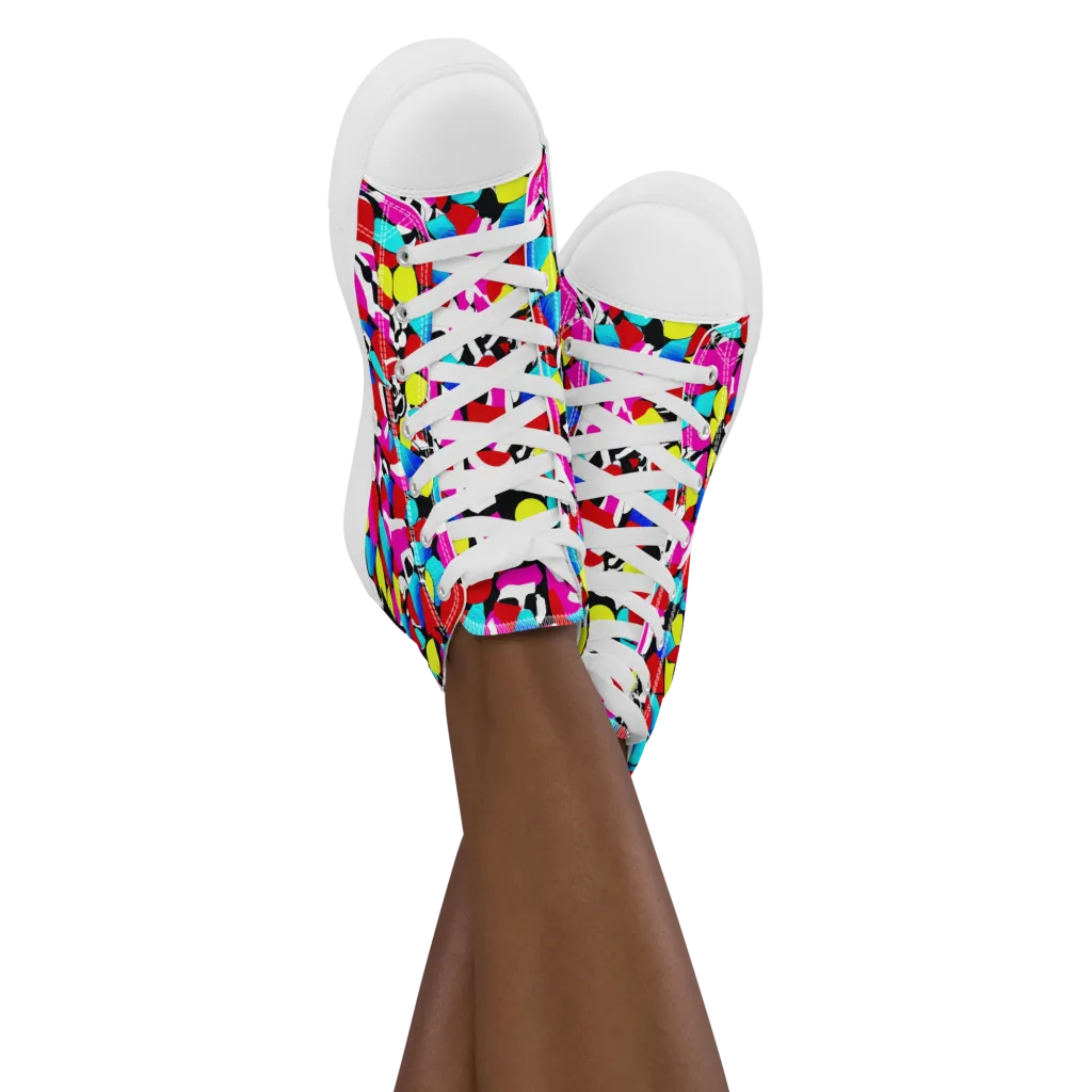 Chromatic Riot on Women's High Top Canvas Shoes — Front
