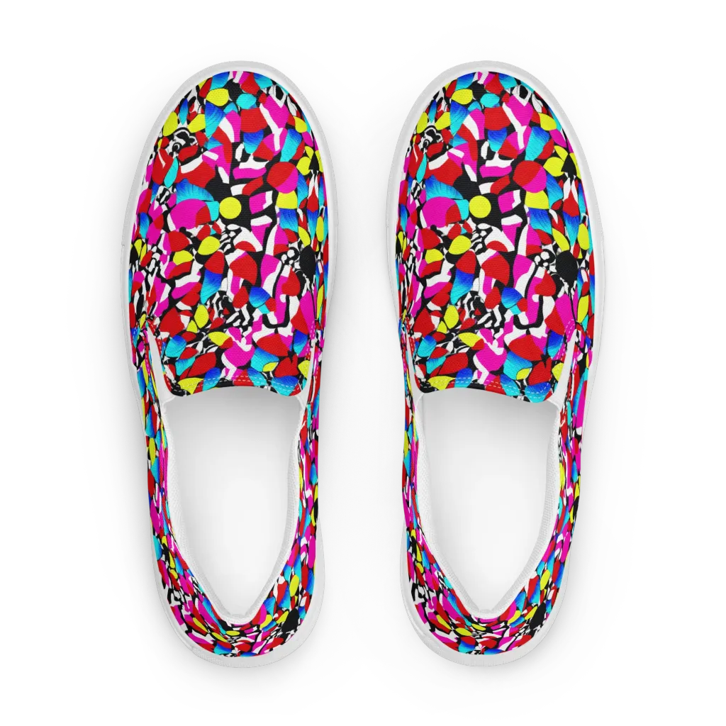 Chromatic Riot on Men's Slip-On Canvas Shoes — Front