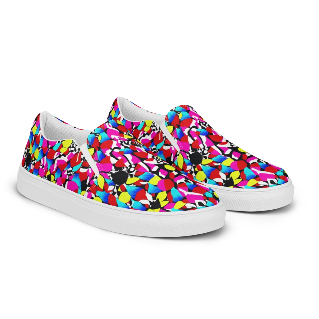 Chromatic Riot on Men's Slip-On Canvas Shoes — Right Front