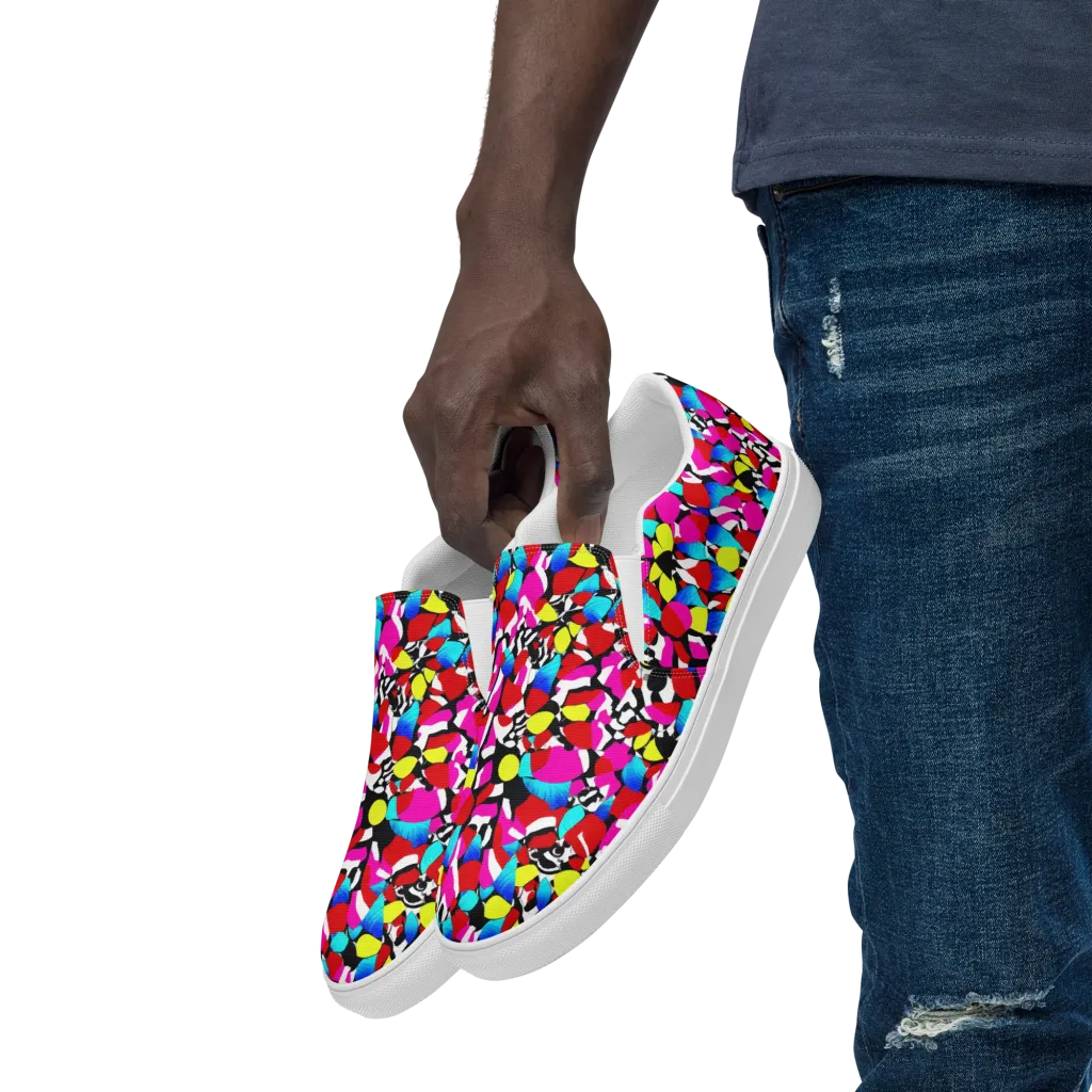Chromatic Riot on Men's Slip-On Canvas Shoes — Left Front