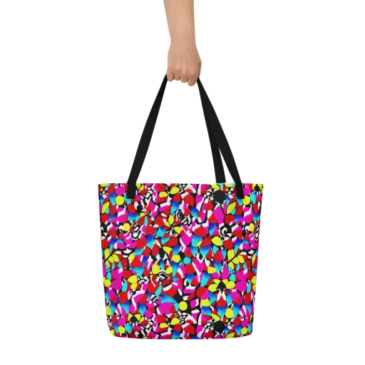 Chromatic Riot on a Large Tote Bag W/ Pocket