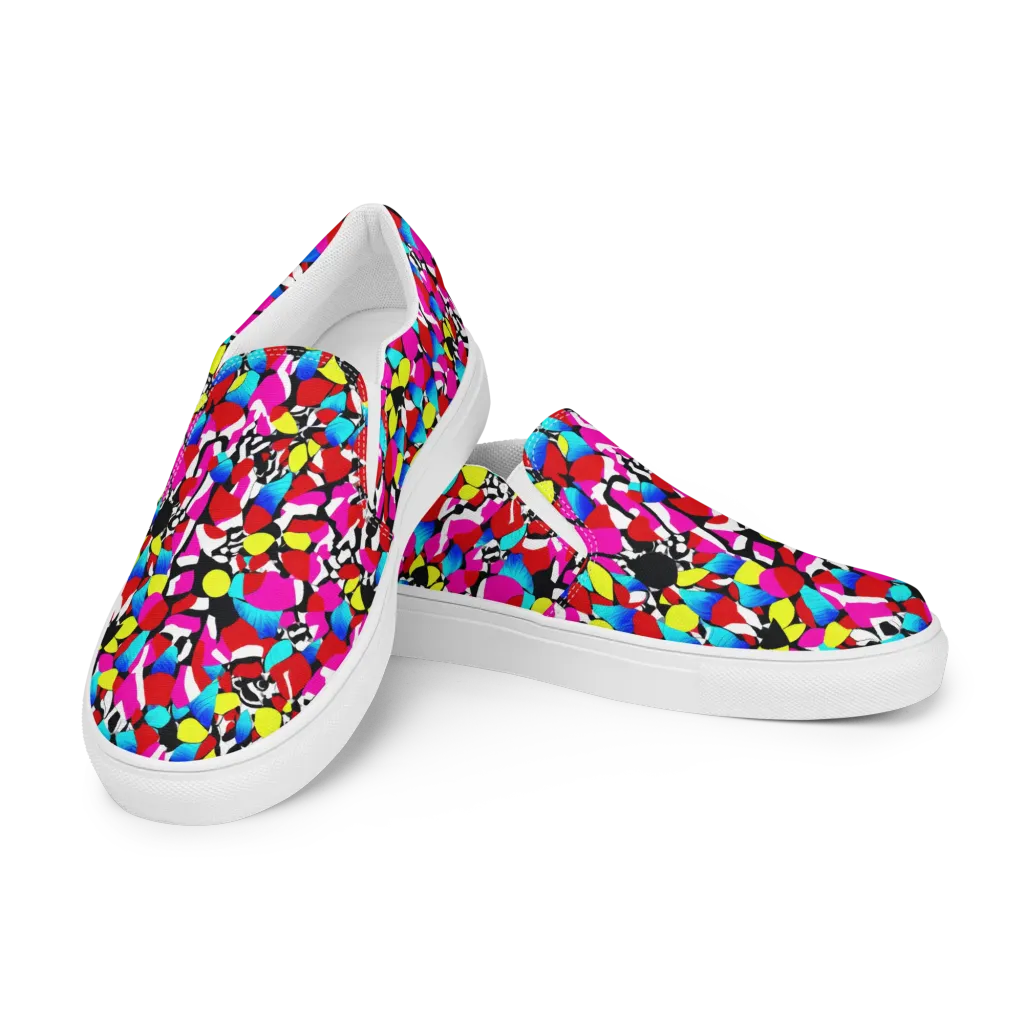 Chromatic Riot on Women's Slip-On Canvas Shoes — Left Front