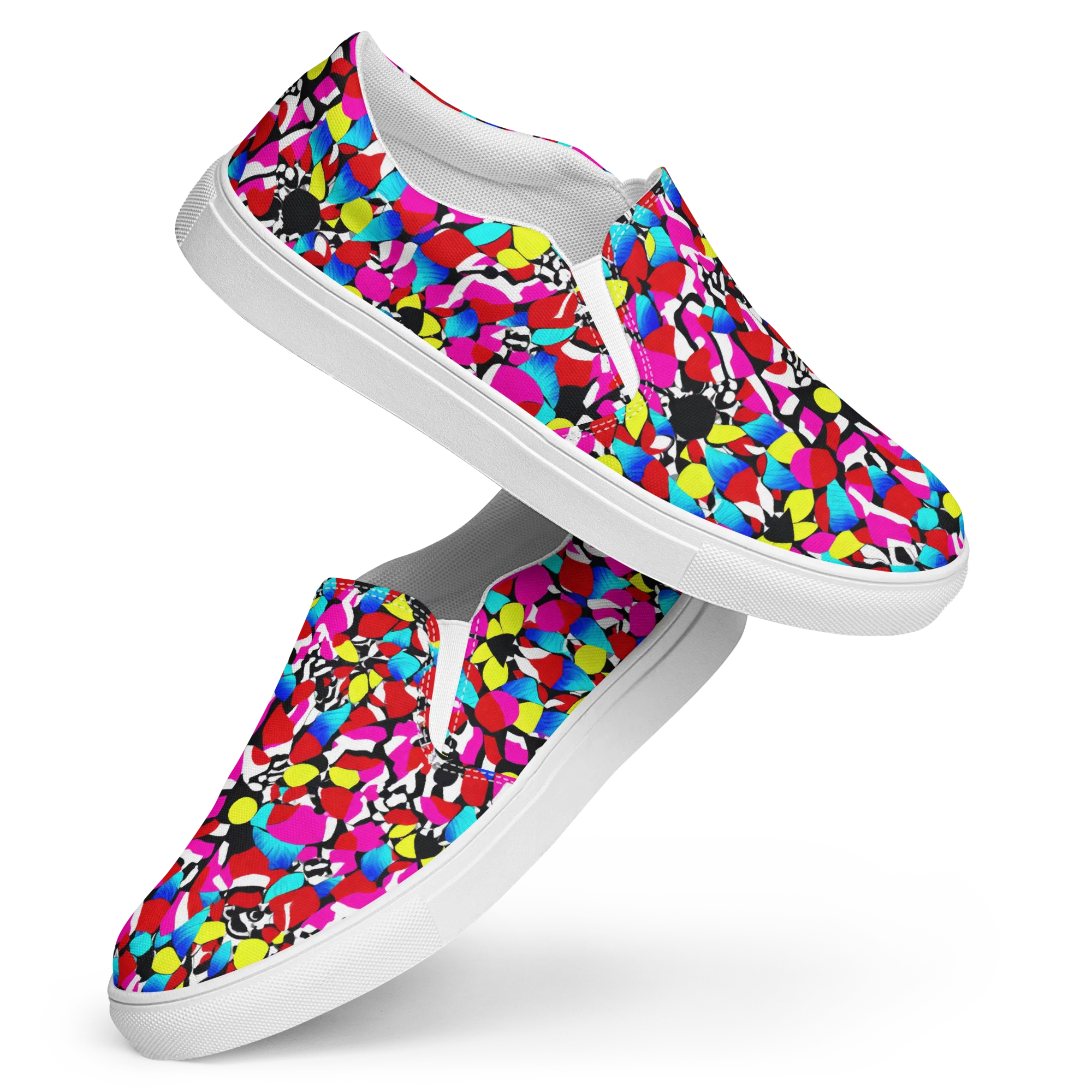 Chromatic Riot on Women's Slip-On Canvas Shoes — Front
