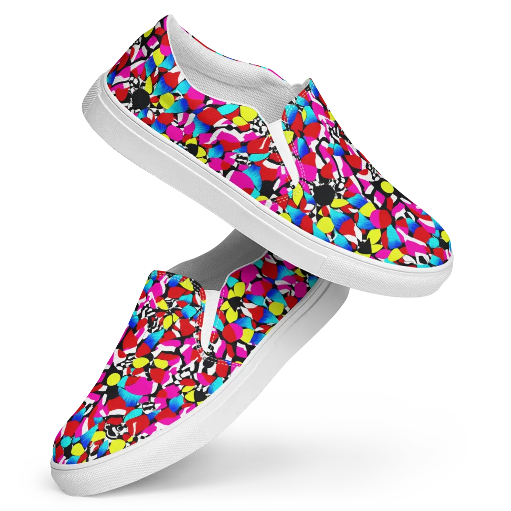 Chromatic Riot on Women's Slip-On Canvas Shoes — Front