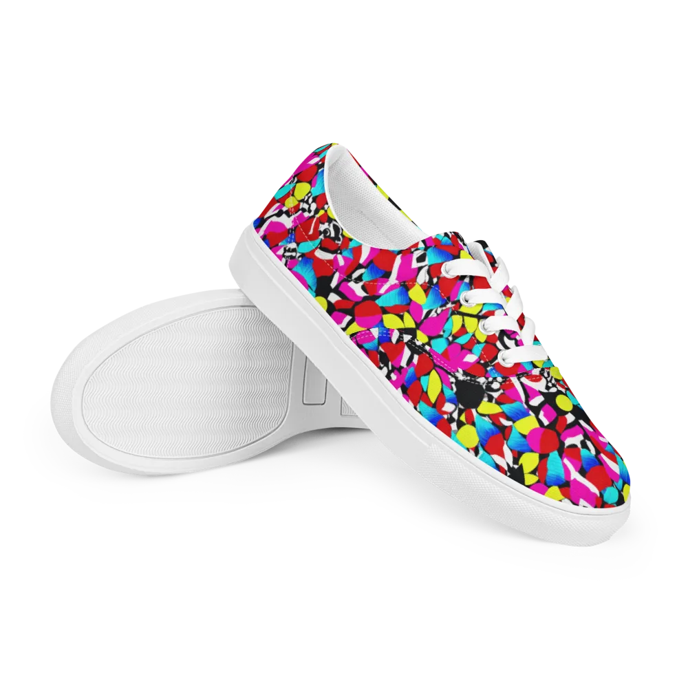 Chromatic Riot on Men's Lace-Up Canvas Shoes — Right Front