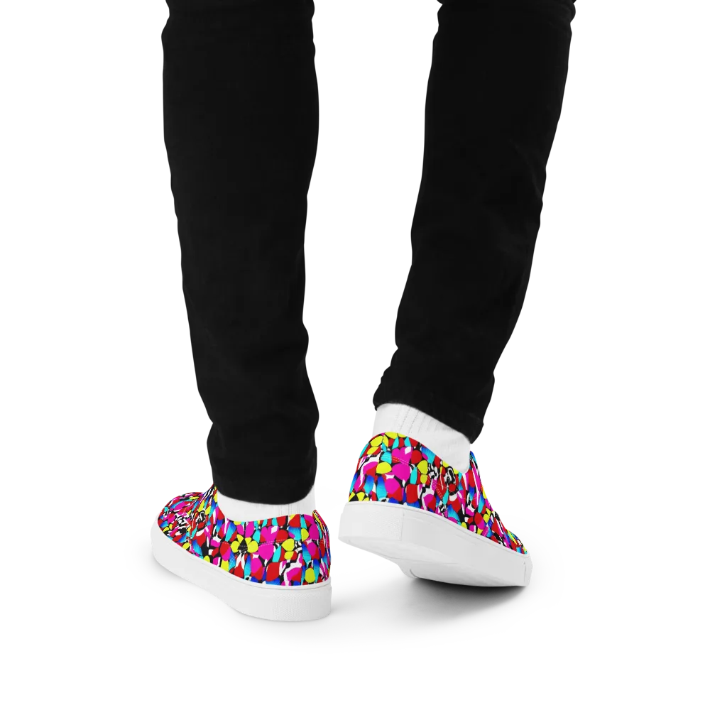 Chromatic Riot on Men's Lace-Up Canvas Shoes — Back