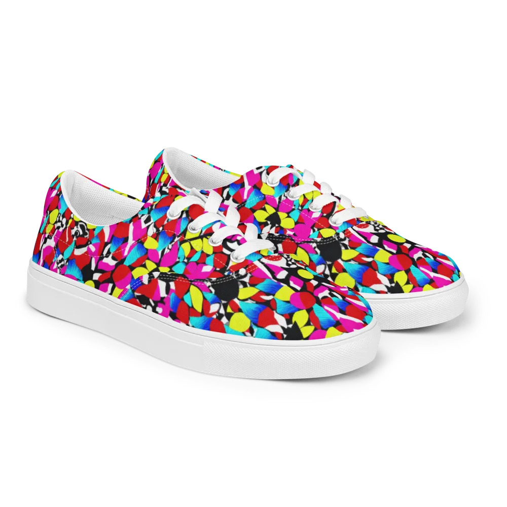 Chromatic Riot on Men's Lace-Up Canvas Shoes — Right Front
