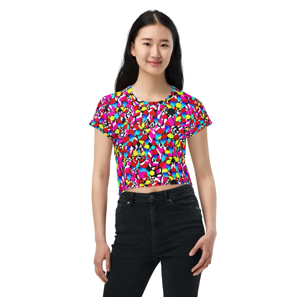 Chromatic Riot on Crop Tee — Front