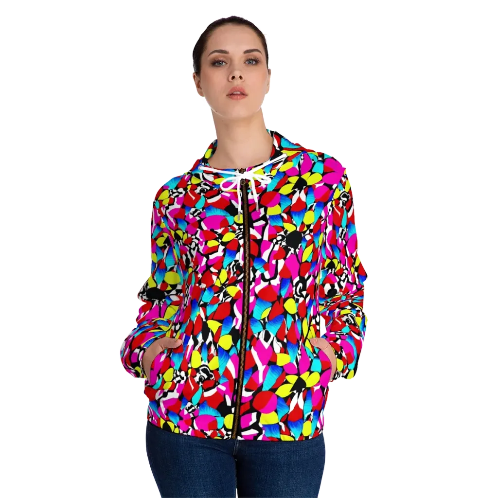Chromatic Riot on Women's Full-Zip Hoodie — Front On Person