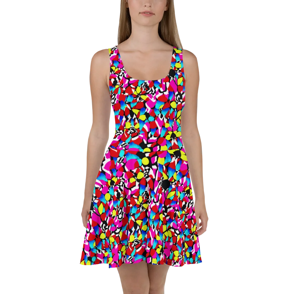 Chromatic Riot on Skater Dress — Front