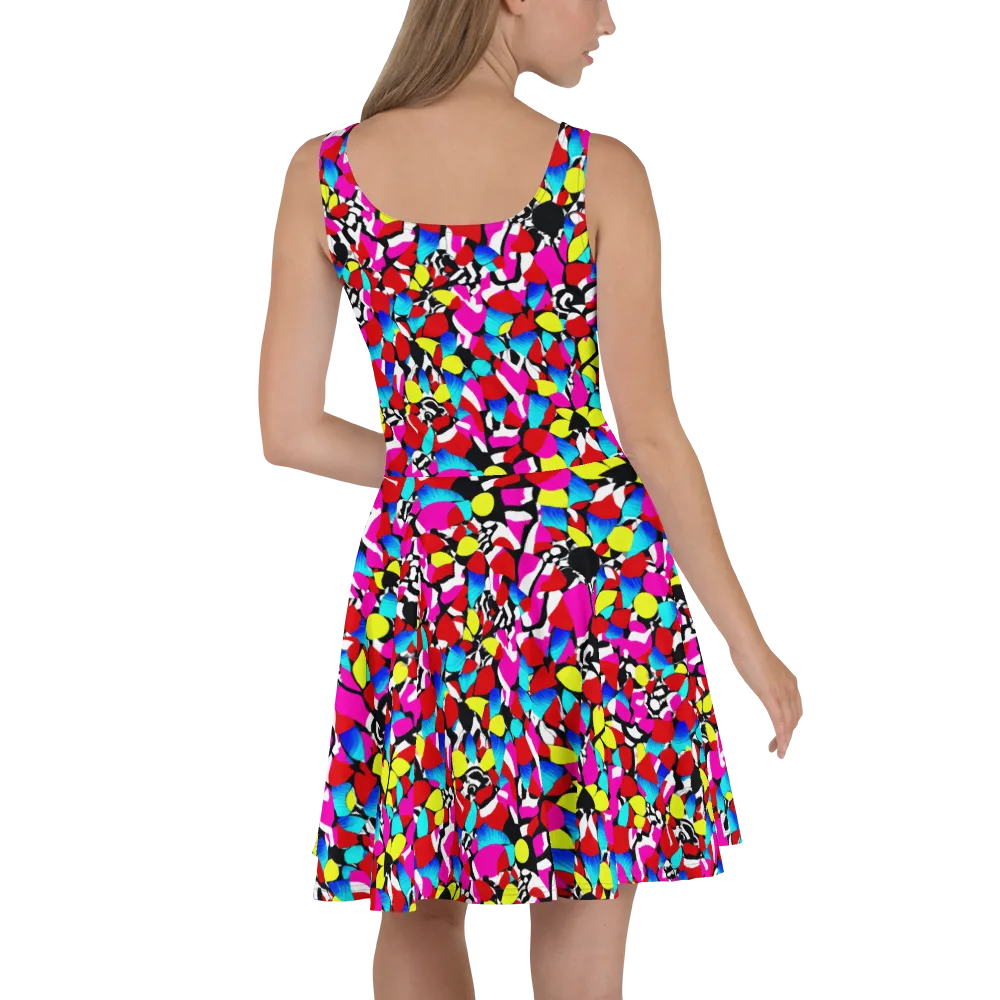 Chromatic Riot on Skater Dress — Back
