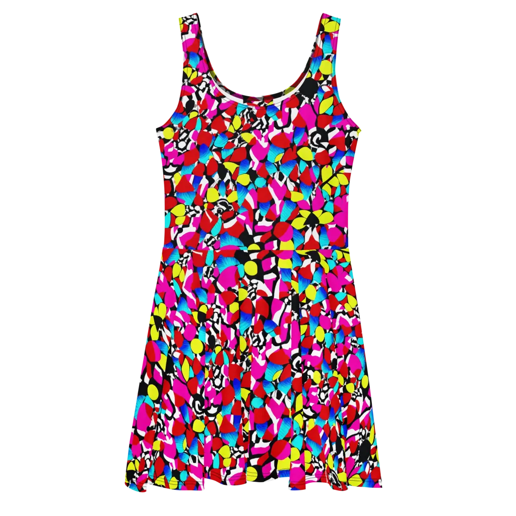 Chromatic Riot on Skater Dress — Front