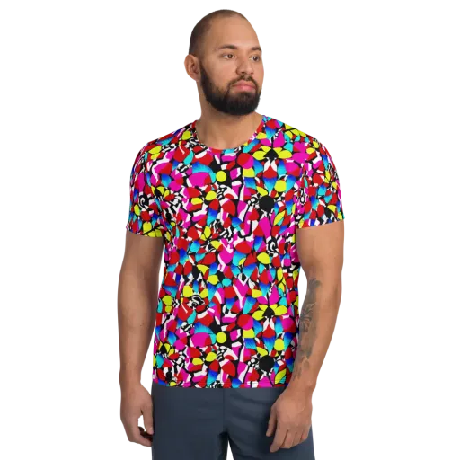 Chromatic Riot on a Men's Athletic T-Shirt