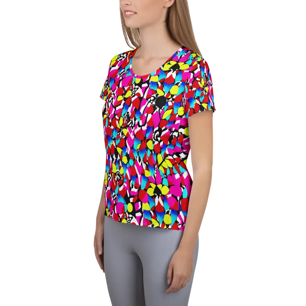 Chromatic Riot on Women's Athletic T-Shirt — Left