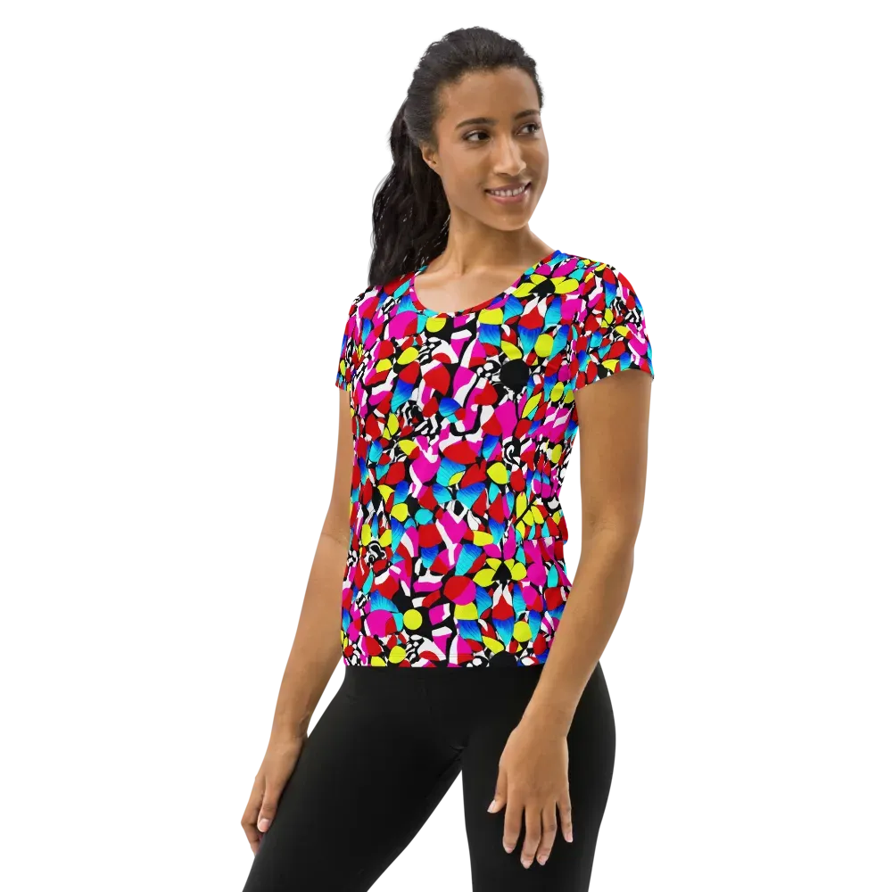 Chromatic Riot on Women's Athletic T-Shirt — Left