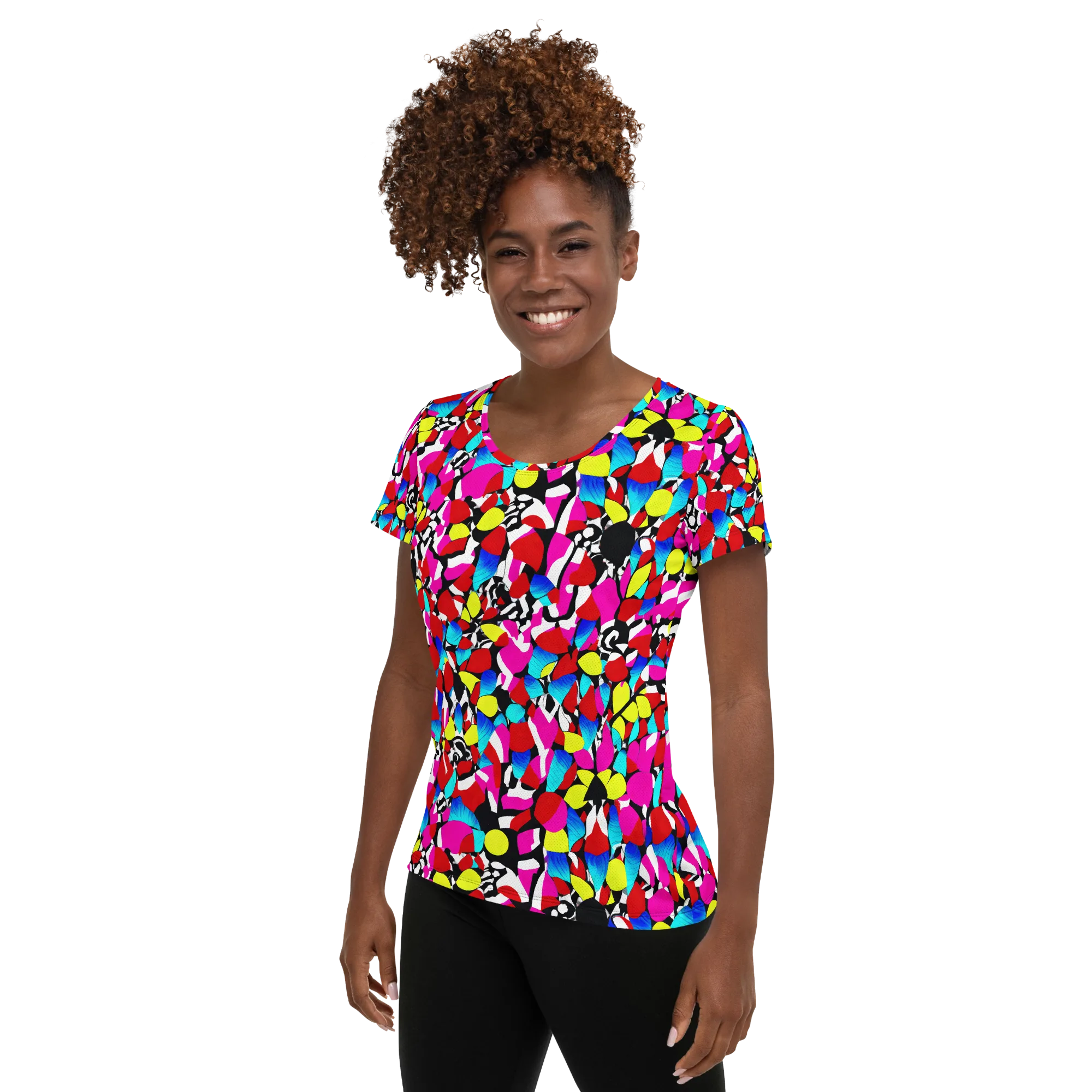 Chromatic Riot on Women's Athletic T-Shirt — Left
