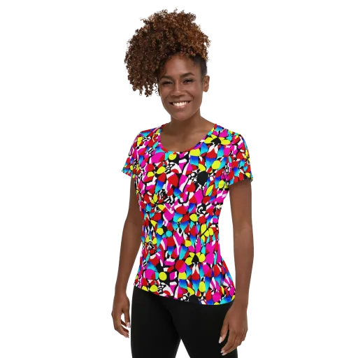 Chromatic Riot on a Women's Athletic T-Shirt