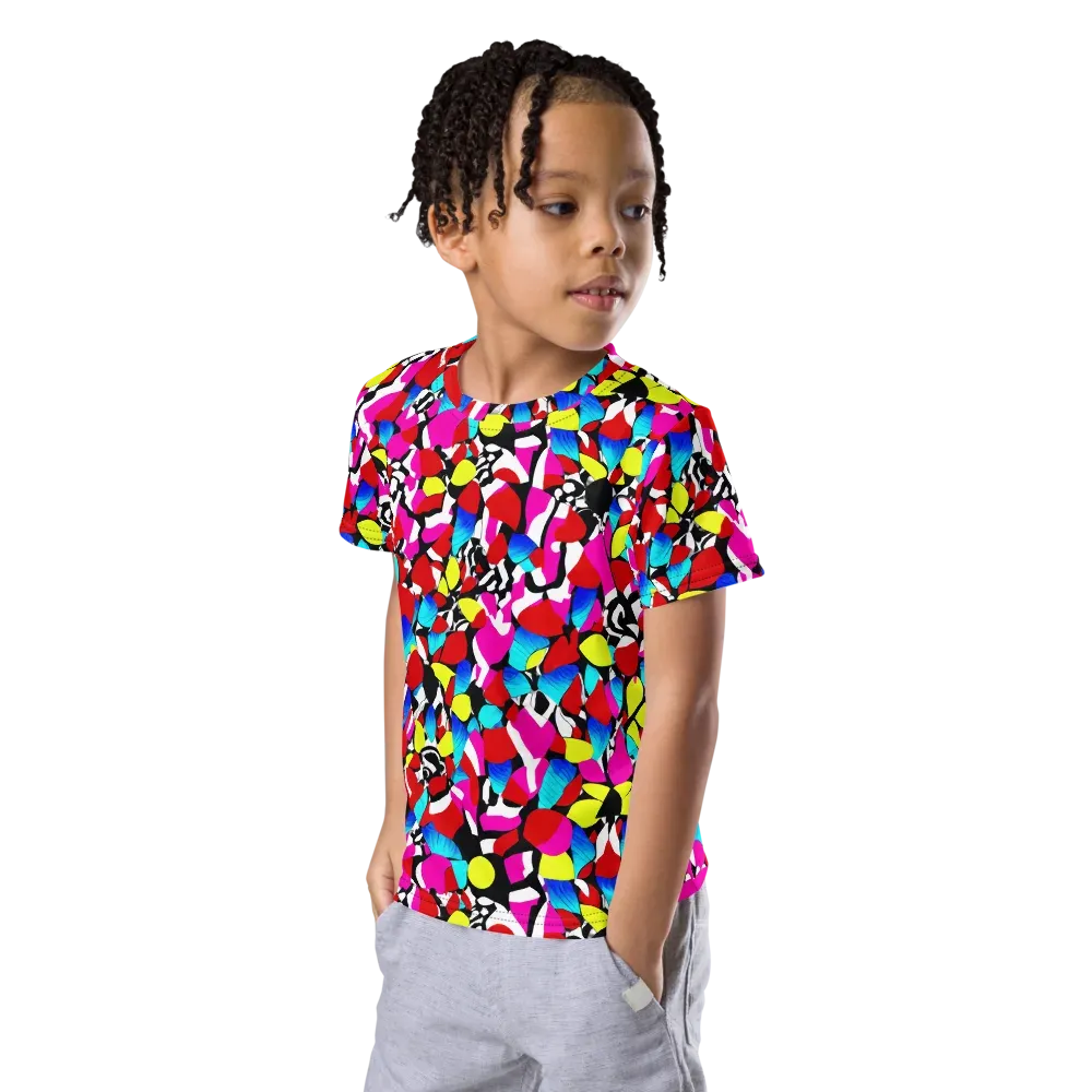 Chromatic Riot on Kids Crew Neck T-Shirt — Left Front
