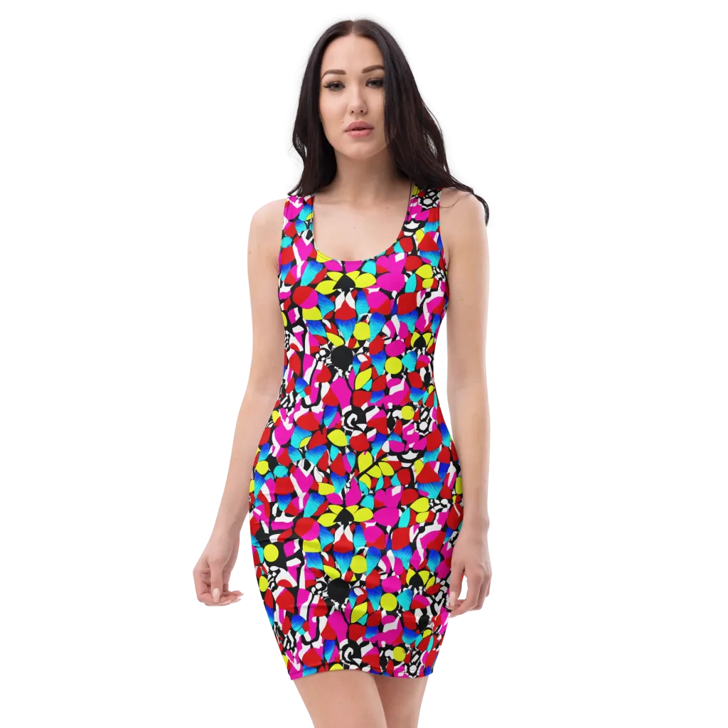 Chromatic Riot on Bodycon Dress — Front