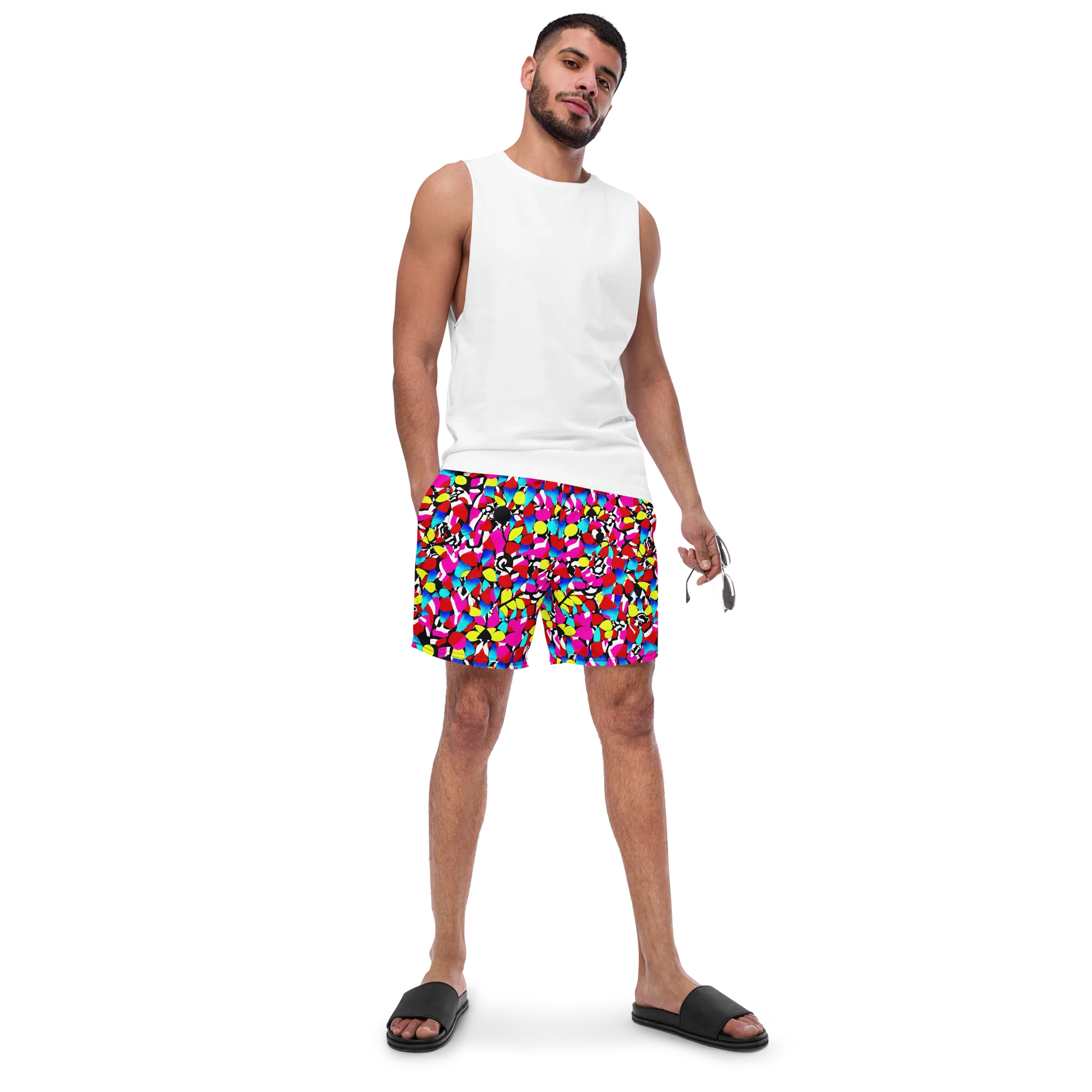 Chromatic Riot on Swim Trunks — Front
