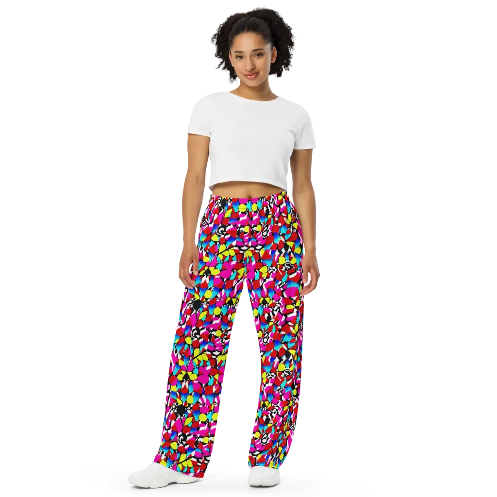 Chromatic Riot on Wide-Leg Pants — Front