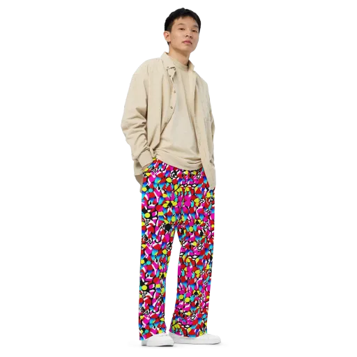 Chromatic Riot on a Wide-Leg Pants