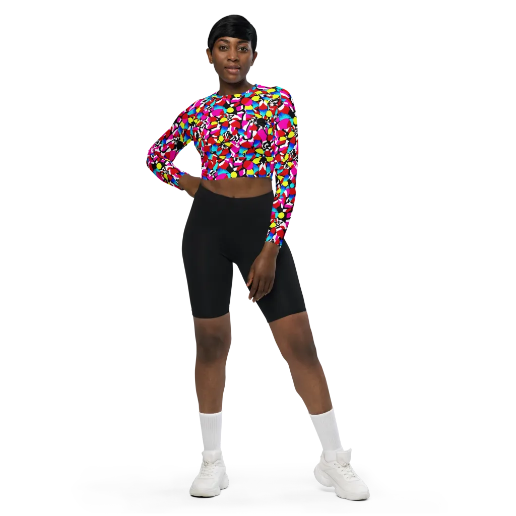 Chromatic Riot on Long Sleeve Crop Top — Front