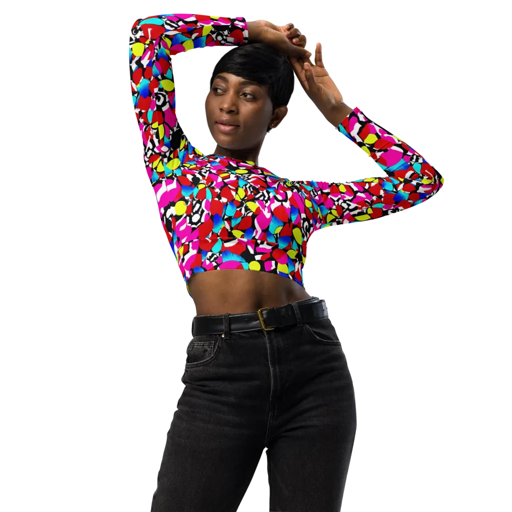 Chromatic Riot on Long Sleeve Crop Top — Front