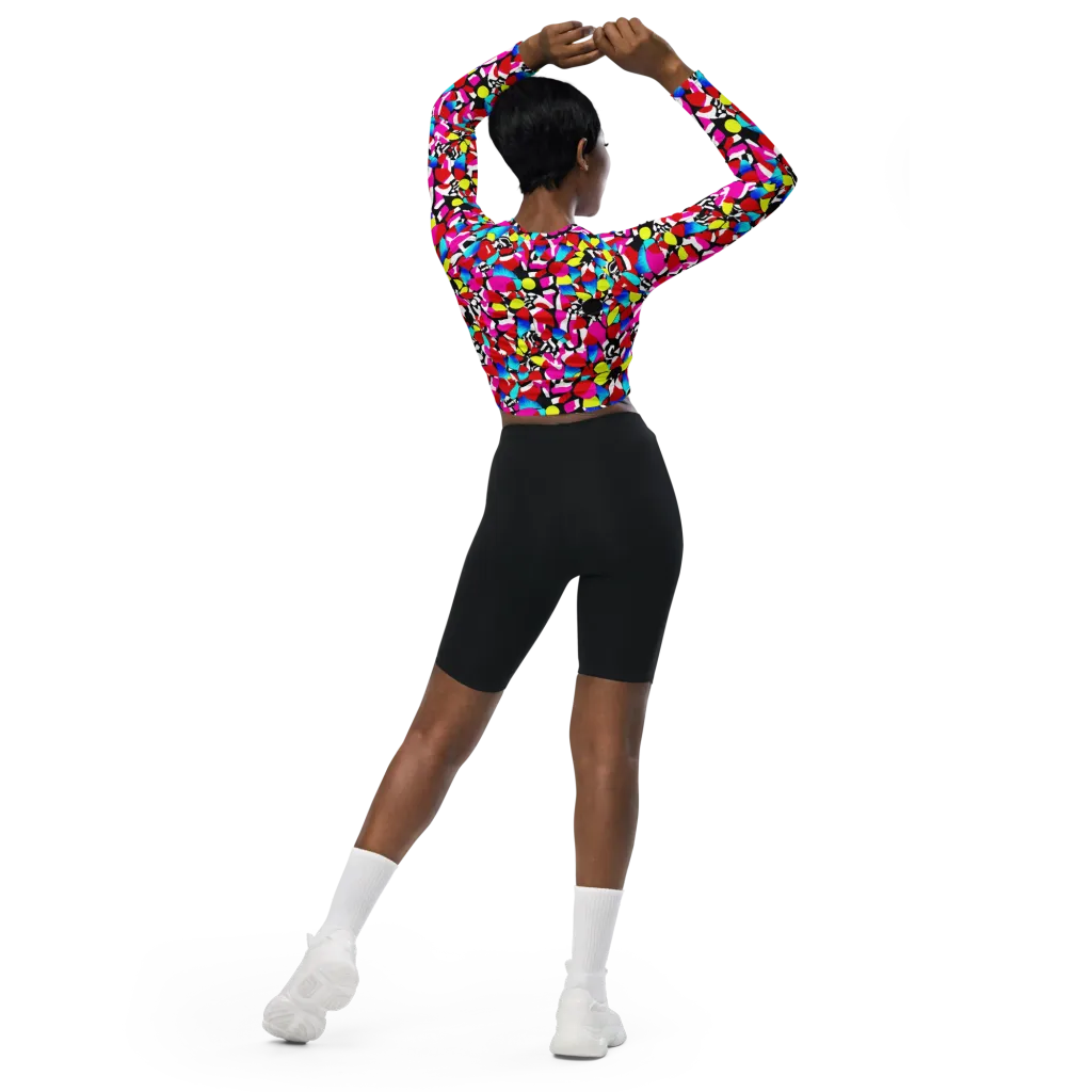 Chromatic Riot on Long Sleeve Crop Top — Back