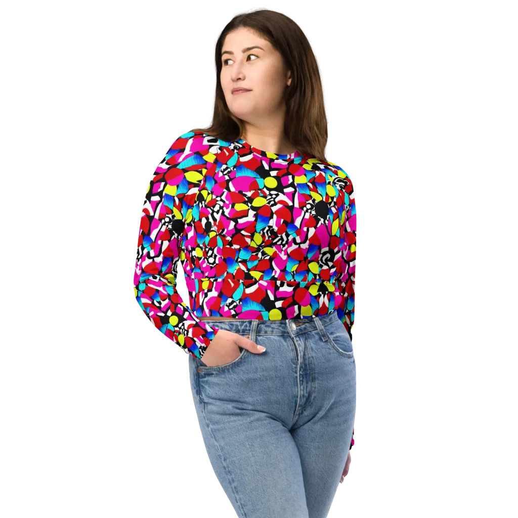 Chromatic Riot on Long Sleeve Crop Top — Front