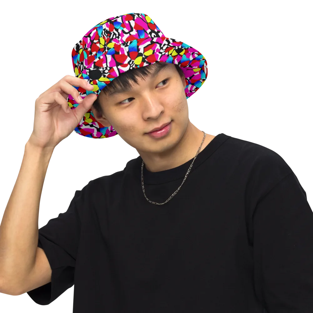 Chromatic Riot on Reversible Bucket Hat — Front Inside