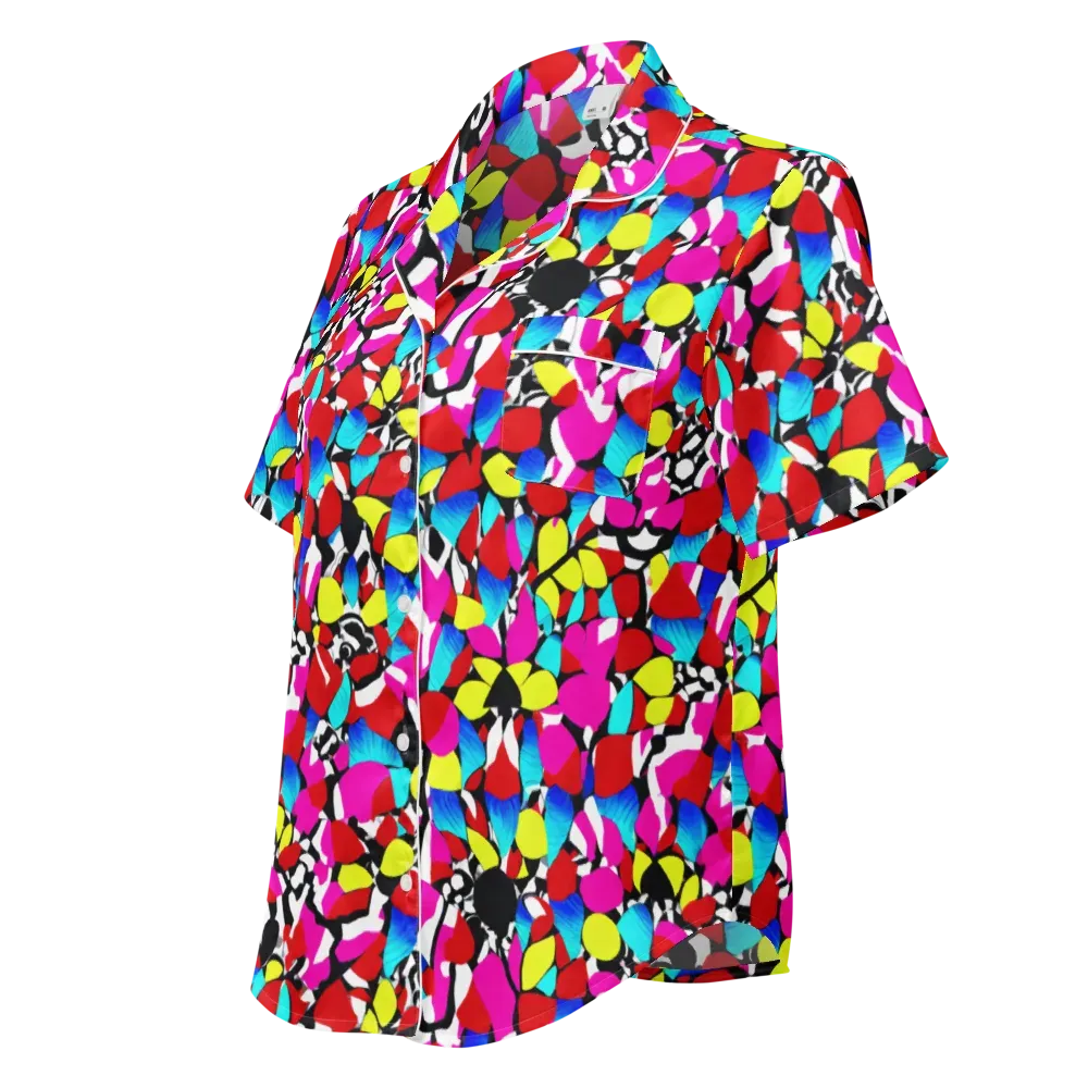 Chromatic Riot on Women's Short Sleeve Pajama Top — Left Front