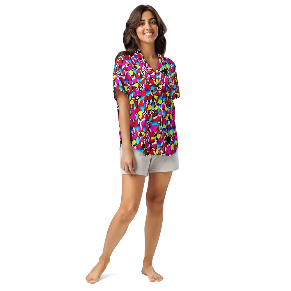 Chromatic Riot on Women's Short Sleeve Pajama Top — Front