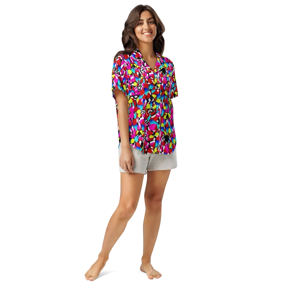 Chromatic Riot on Women's Short Sleeve Pajama Top — Front