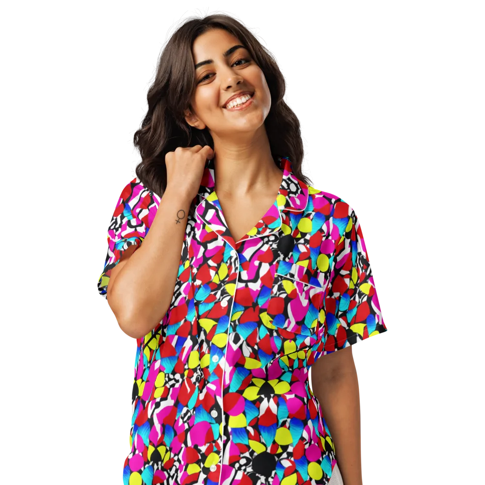Chromatic Riot on Women's Short Sleeve Pajama Top — Front