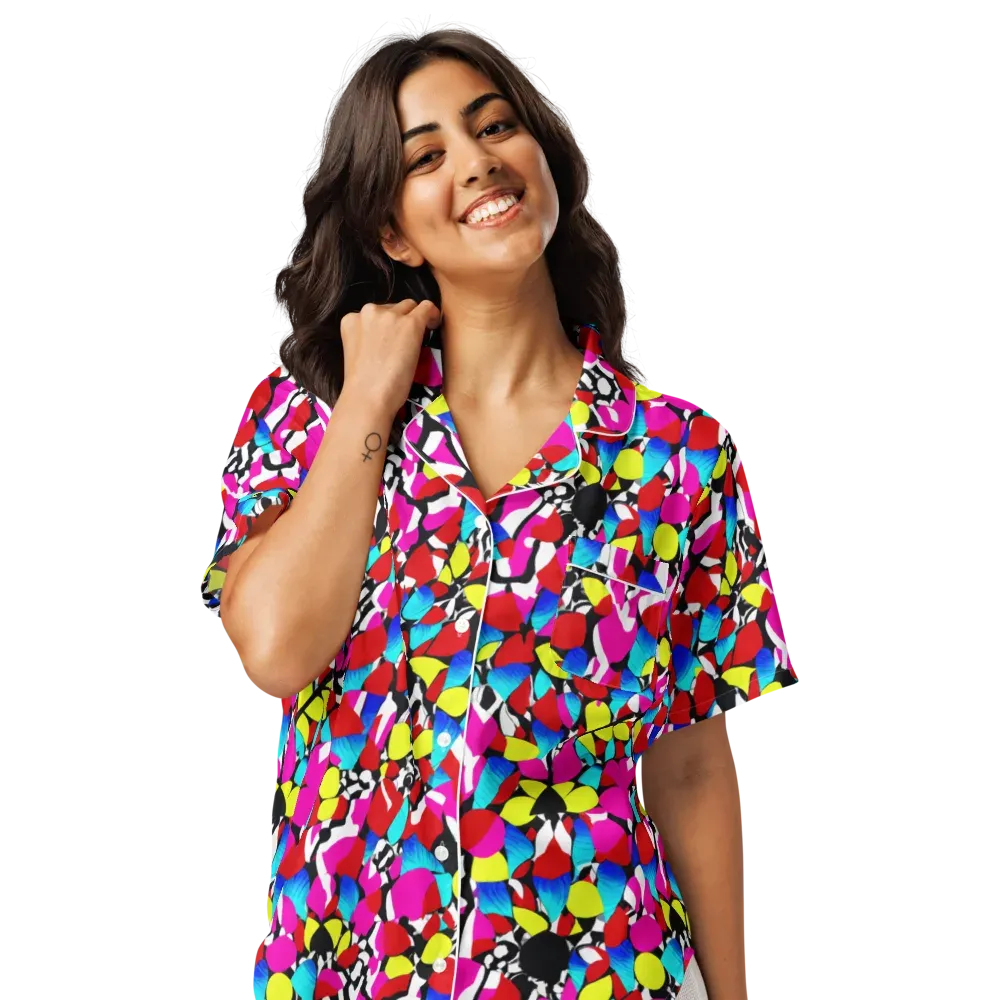 Chromatic Riot on Women's Short Sleeve Pajama Top — Front