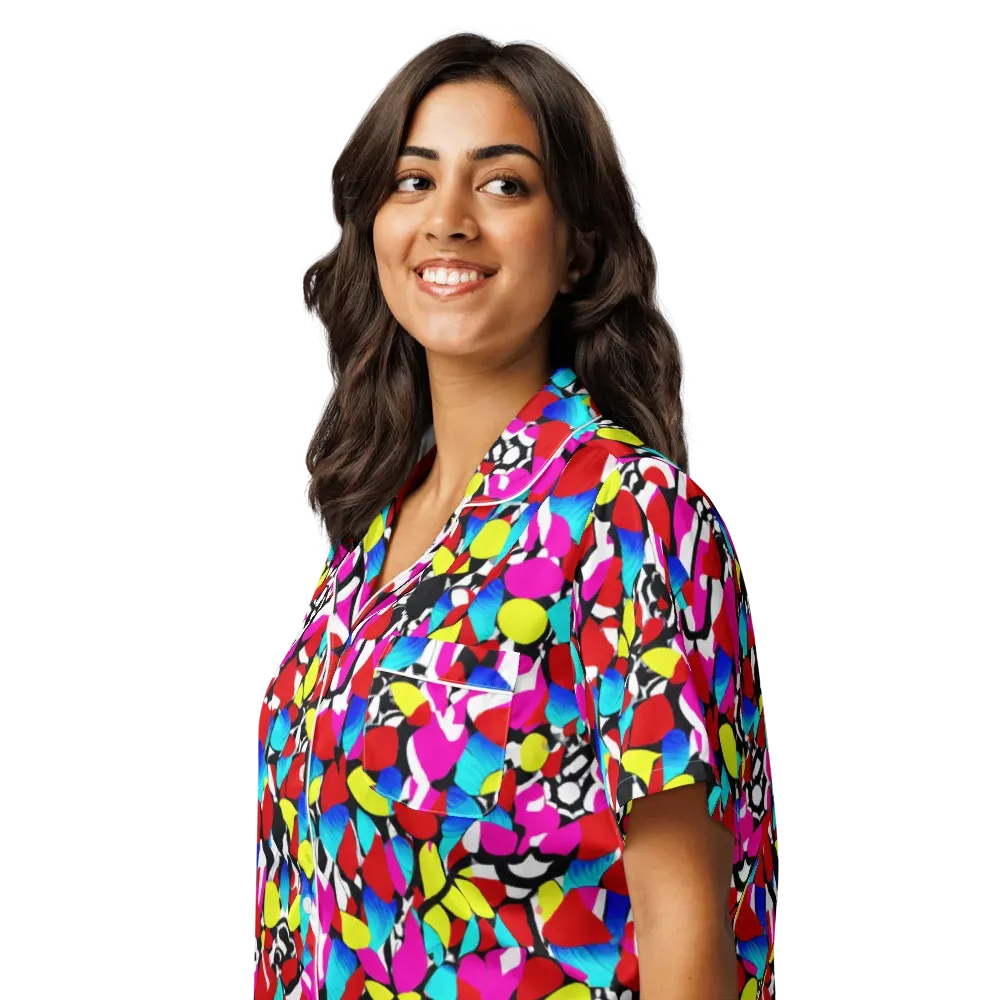 Chromatic Riot on Women's Short Sleeve Pajama Top — Left Front