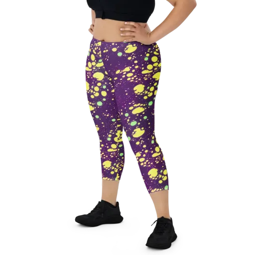 Electric Splatter on a Capri Leggings
