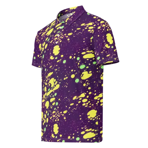 Electric Splatter on a Men's Slim Fit Polo Shirt
