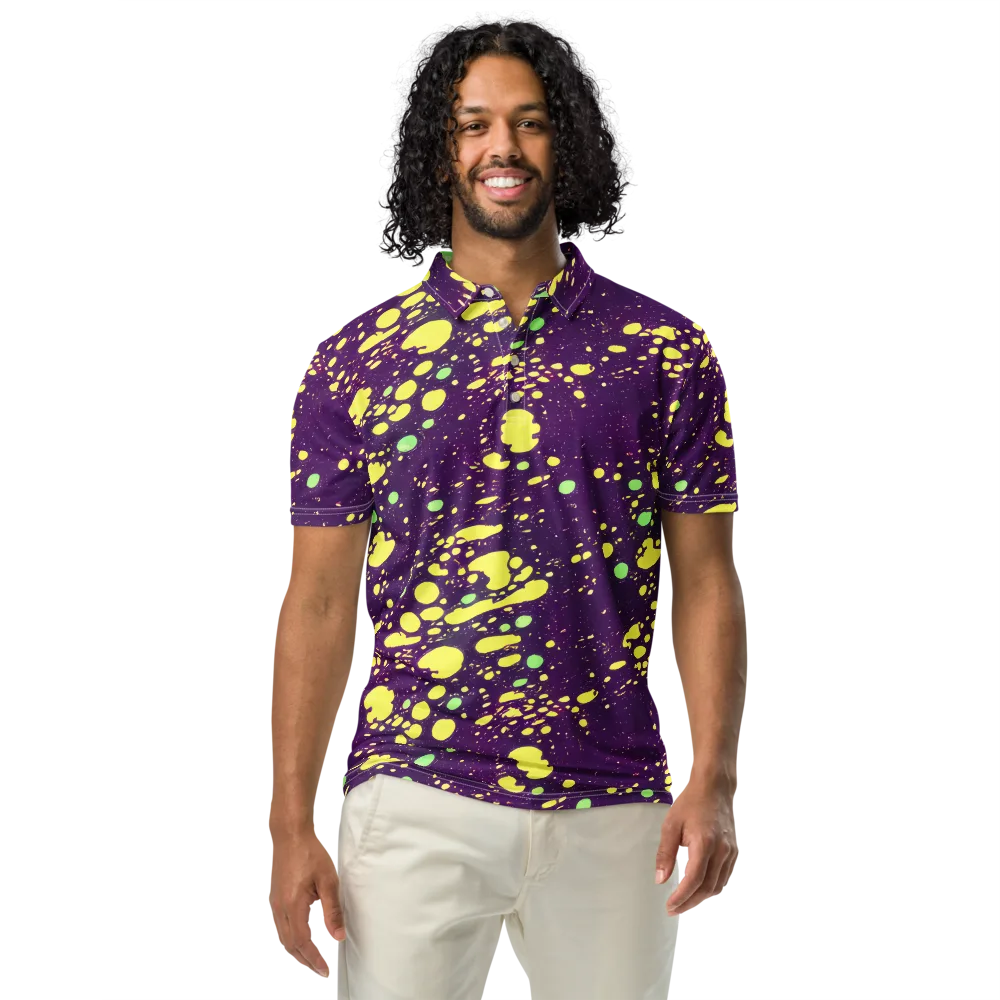 Electric Splatter on Men's Slim Fit Polo Shirt — Front