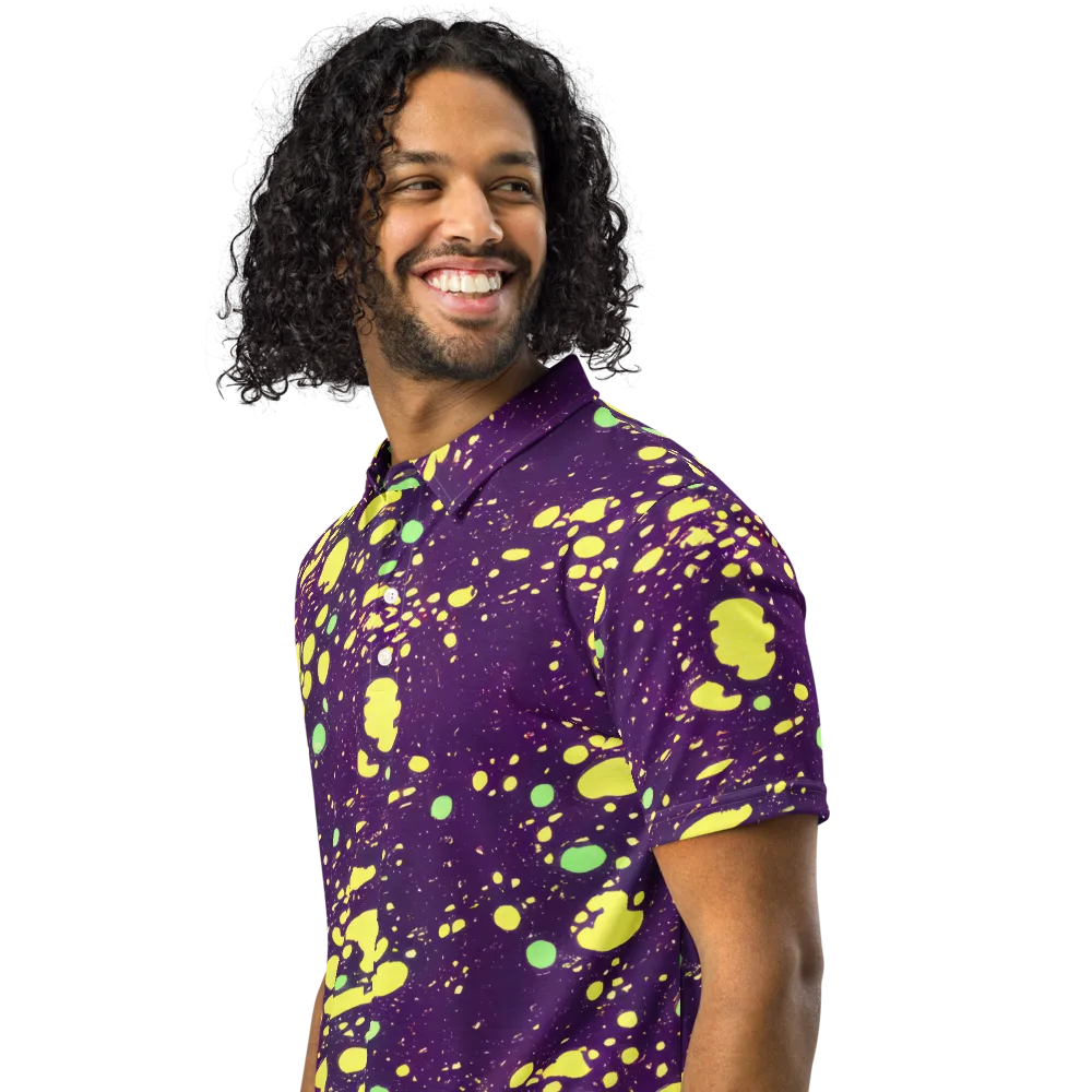 Electric Splatter on Men's Slim Fit Polo Shirt — Left Front