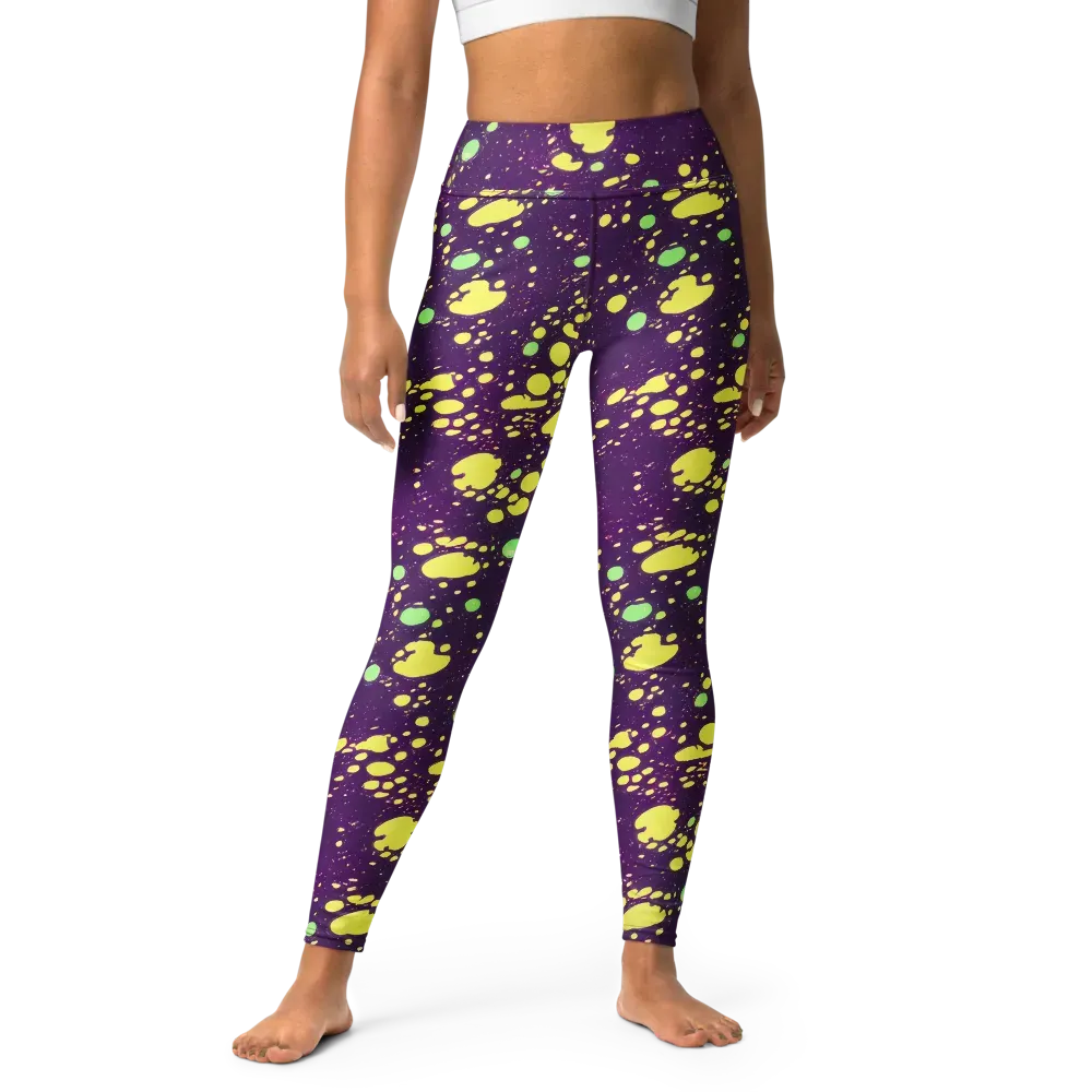 Electric Splatter on Yoga Leggings — Front
