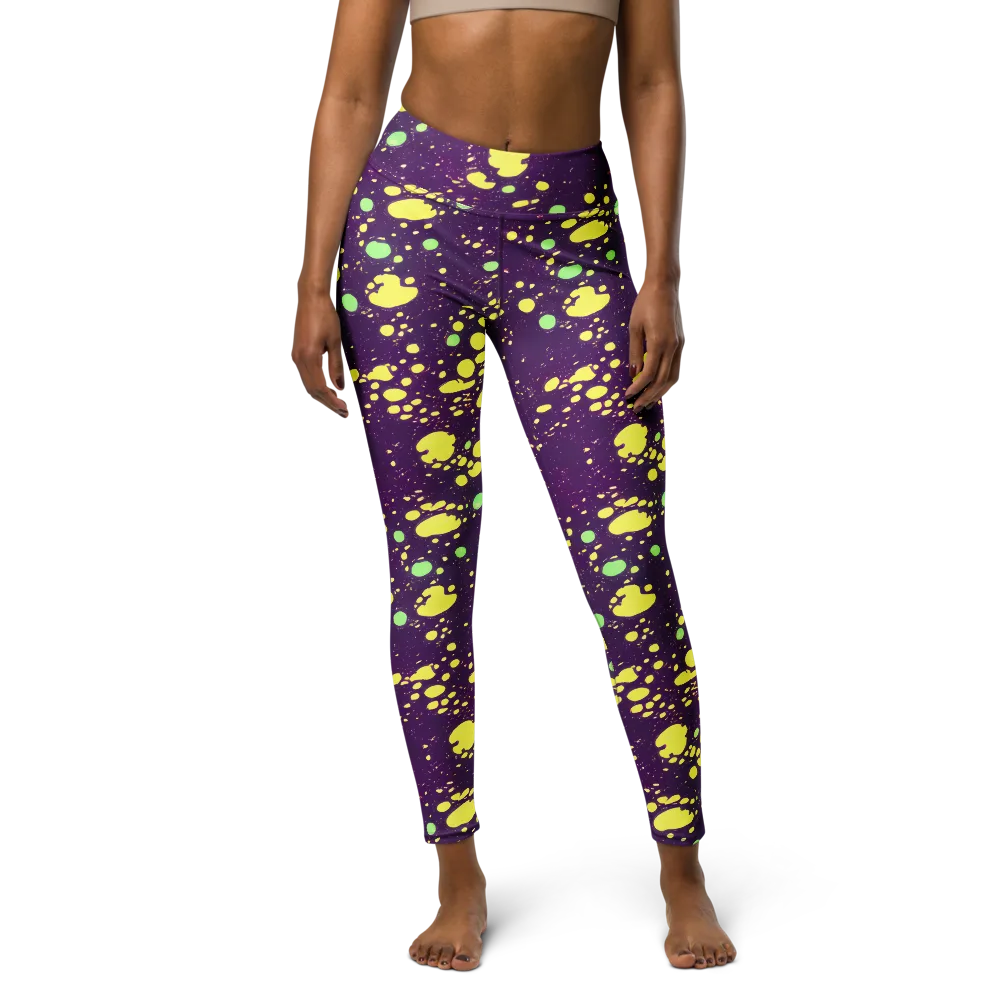 Electric Splatter on Yoga Leggings — Front