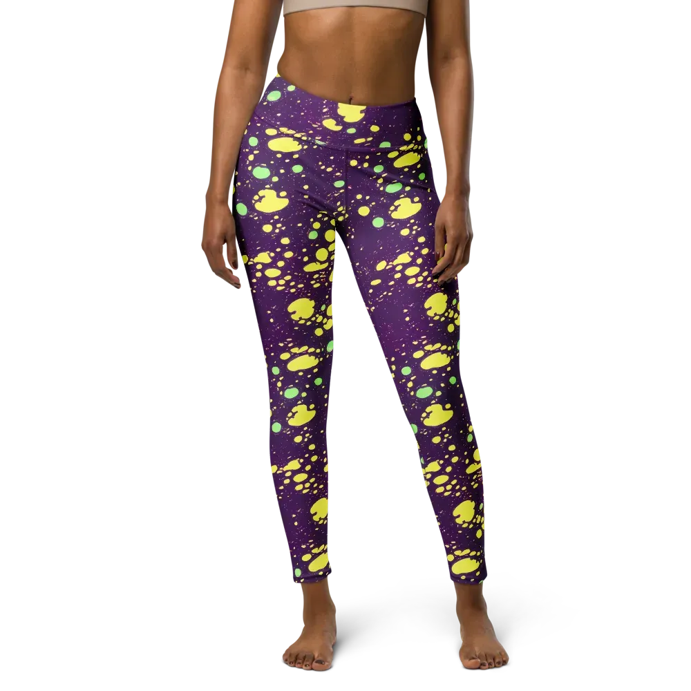Electric Splatter on Yoga Leggings — Front