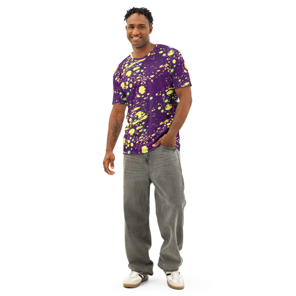 Electric Splatter on Men's Cotton Crew Neck T-Shirt — Front