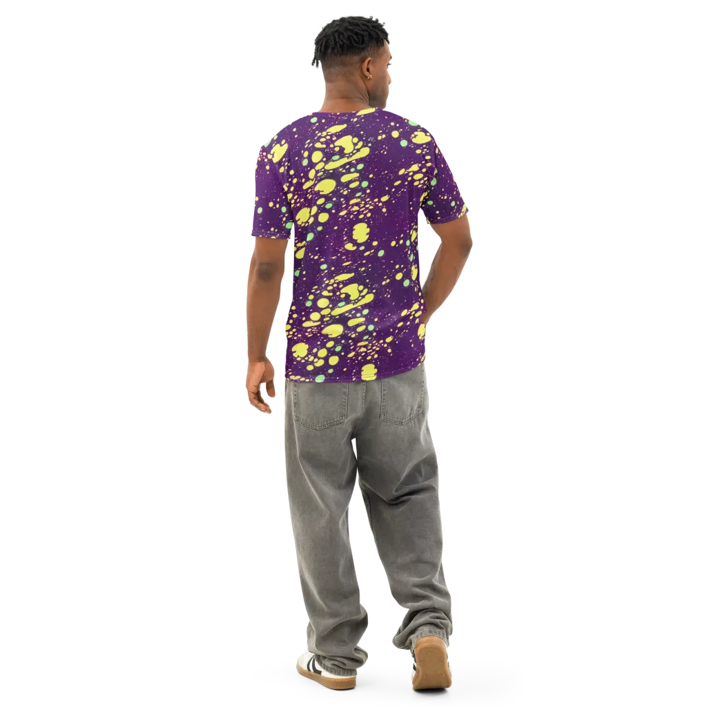 Electric Splatter on Men's Cotton Crew Neck T-Shirt — Back