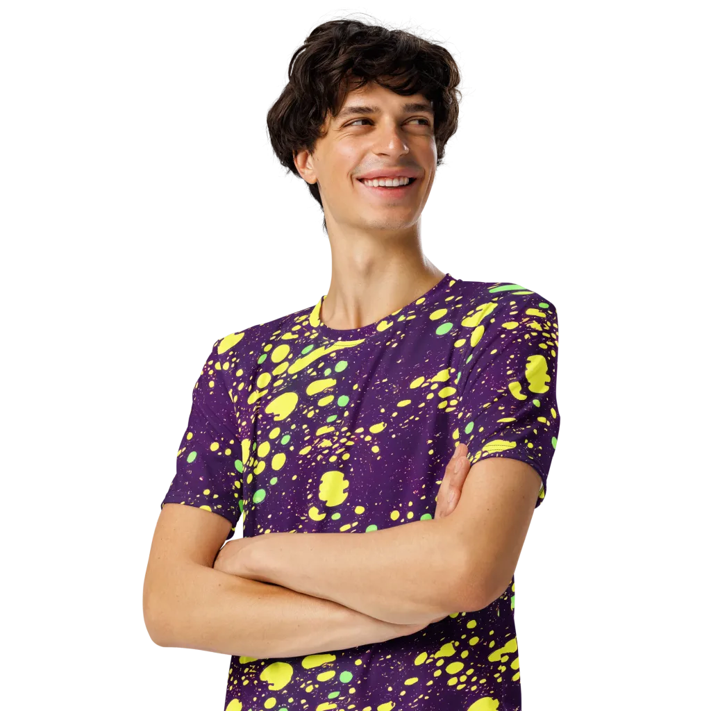 Electric Splatter on Men's Crew Neck T-Shirt — Left Front