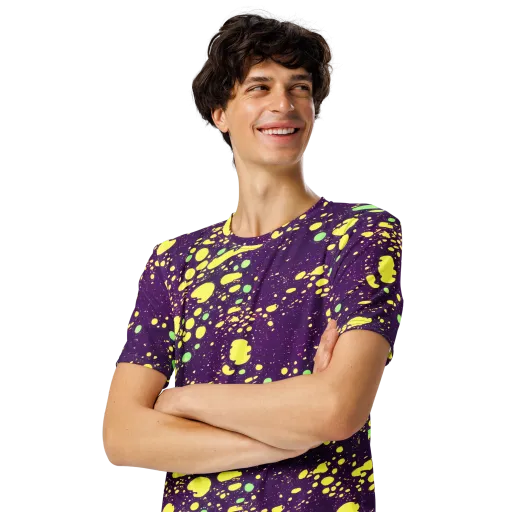 Electric Splatter on a Men's Crew Neck T-Shirt
