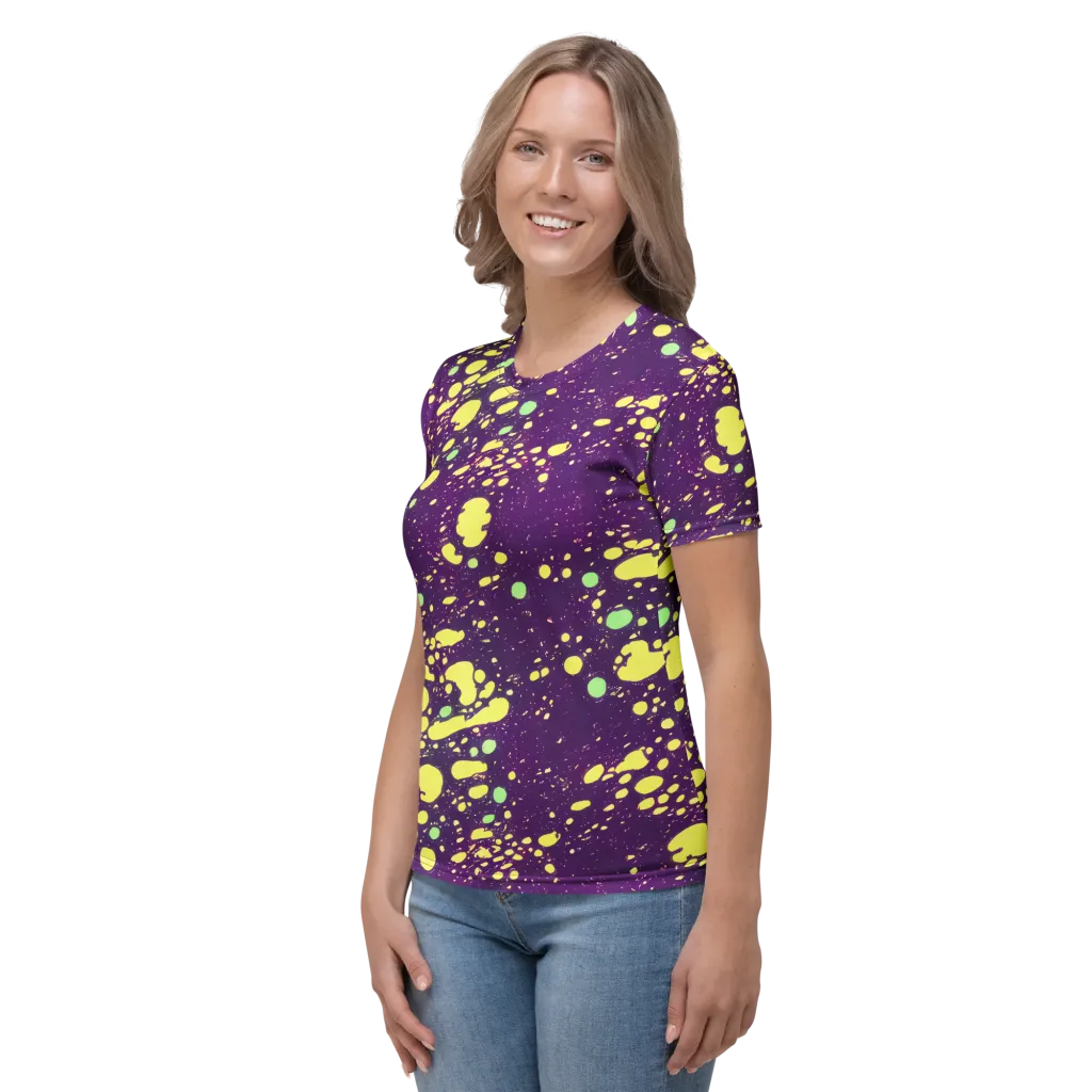 Electric Splatter on Women's Crew Neck T-Shirt — Left